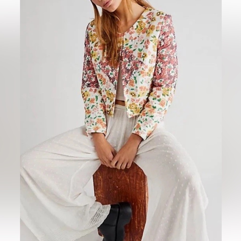 NWOT Carleen North Star Quilted Cotton Linen Jacket By Anthropologie Size XS